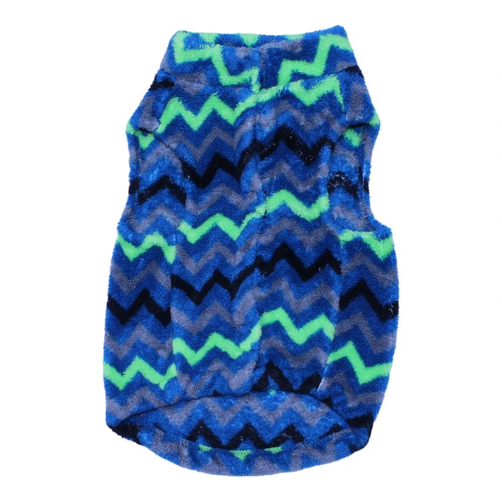 Chevron Striped Zig Zag Pattern Fleece Green Blue Grey Small Dog Sweater Vest